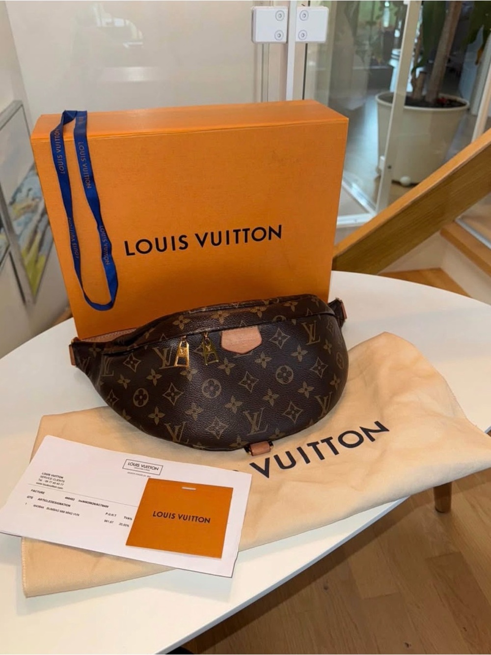 Louis Vuitton Brown Monogram Belt Bag with Gold Hardware